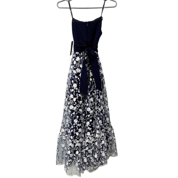 Shoshanna Women's Mailly Dress Navy and White Floral Midi Dress - Picture 3 of 9